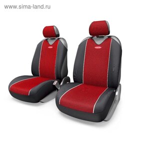 Чехол-майка AUTOPROFI CARBON PLUS CRB-402Pf BK/RD, передний ряд, закрытое сиденье, полиэстер под карбон, 4 предмета, цвет чёрный/красный