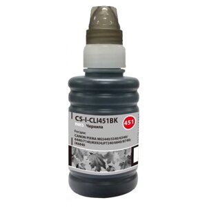 Чернила Cactus CS-I-CLI451BK, для Canon Pixma iP6840/iP7240/iP8740/iX6840, 100мл, чёрные