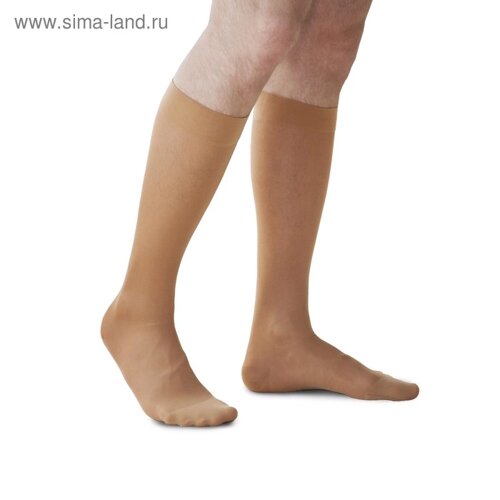 Чулки медицинские компрессионные, ниже колена, с мыском, 2 класс, арт. 3002 рост 1, размер 4 (L), цвет бежевый