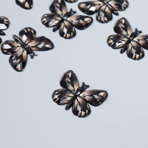 Декор для творчества пластик "Бабочка, чёрно-бежевые крылья" 2,5х3,2 см