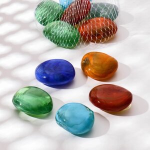 Декор стекло "Камень плоский, овал"240-250 гр 10шт) микс