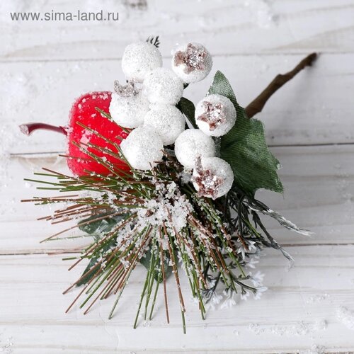 Декор "Зимнее очарование" ягоды в снегу, 17 см