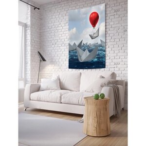 Декоративное панно с фотопечатью «Бумажные кораблики и воздушных шаров», вертикальное, размер 100х150 см