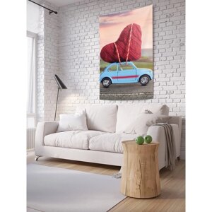 Декоративное панно с фотопечатью «Сердце на машине», вертикальное, размер 150х200 см