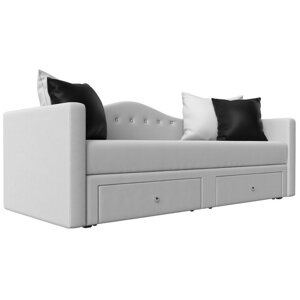 Детский прямой диван «Дориан», экокожа, цвет белый / чёрный