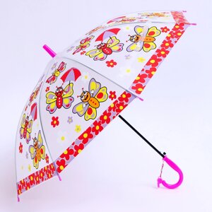 Детский зонт п/авт «Бабочки» d = 84 см, R = 42 см, 8 спиц, 65,5 8 6 см