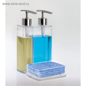Дозатор для жидкого мыла с секцией для губки Viva, цвет прозрачный