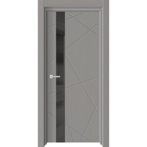 Дверное полотно L 22, 600 2000 мм, глухое, цвет grey soft / стекло чёрное