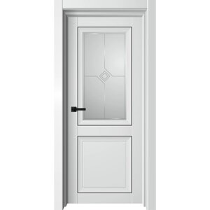 Дверное полотно Next, 600 2000 мм, остеклённое, цвет белый бархат / белый сатин