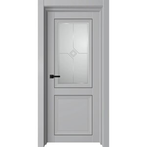 Дверное полотно Next, 600 2000 мм, остеклённое, цвет серый бархат / белый сатин