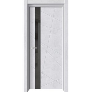 Дверное полотно «Торонто 1», 600 2000 мм, глухое, цвет бетон снежный / лакобель чёрная