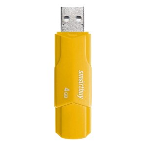 Флешка Smartbuy 4GBCLU-Y, 4 Гб, USB2.0, чт до 25 Мб/с, зап до 15 Мб/с, желтая
