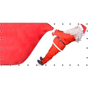 Фотосетка, 314 155 см, с фотопечатью, люверсы шаг 0.3 м, «Дед Мороз с мешком подарков»