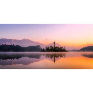 Фотосетка, 320 155 см, с фотопечатью, «Рассвет на озере»