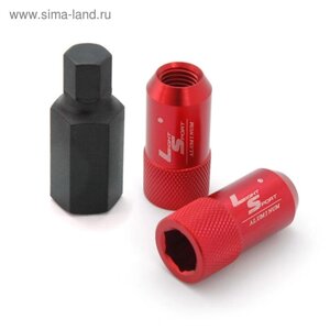 Гайка M12x1,25, 44, под шестигранник, спец. внутр, красный, 20 шт +ключ