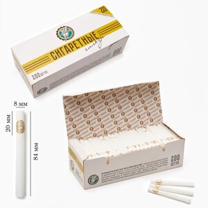 Гильзы сигаретные для самокруток "Главтабак", 200 штук, 8.4 см, d-8 мм, фильтр - 20 мм