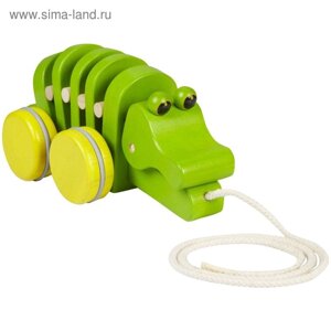 Игрушка-каталка трёщотка на верёвочке «Танцующий крокодил»