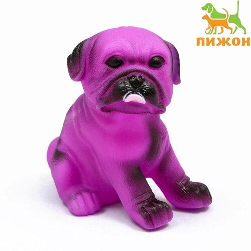 Игрушка пищащая "Маленький друг" для собак, бульдог, 9 см, фиолетовая