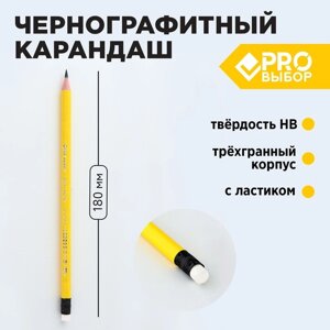 Карандаш чернографитный НВ с ластиком PROвыбор «Градиент»