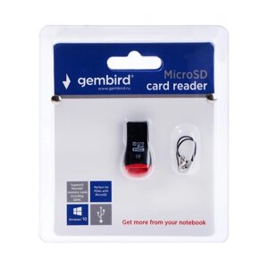 Кард-ридер Gembird FD2-MSD-1, USB/Micro SD, чёрный