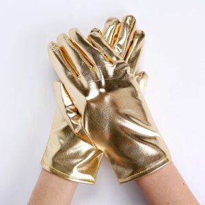 Карнавальный аксессуар- перчатки , цвет золото , искусственная кожа