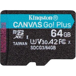 Карта памяти microSDXC 64GB Class10 Kingston SDCG3/64GBSP Canvas Go! Plus w/o adapter