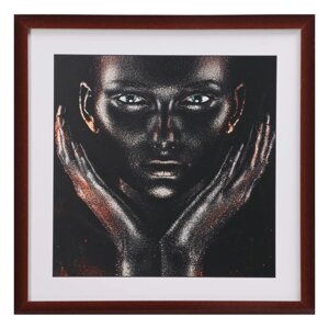 Картина "Девушка в чёрной краске" 50х50(54х54) см