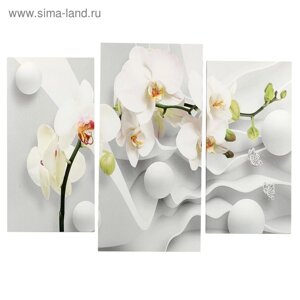 Картина модульная на подрамнике "Ветка Орхидеи"2-25х50, 30х60 см) 80х60 см