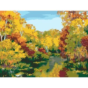 Картина по номерам на холсте с подрамником «Осенний пруд», 40 х 30 см