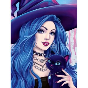 Картина по номерам на холсте с подрамником «Ведьма с котом», 30 х 40 см