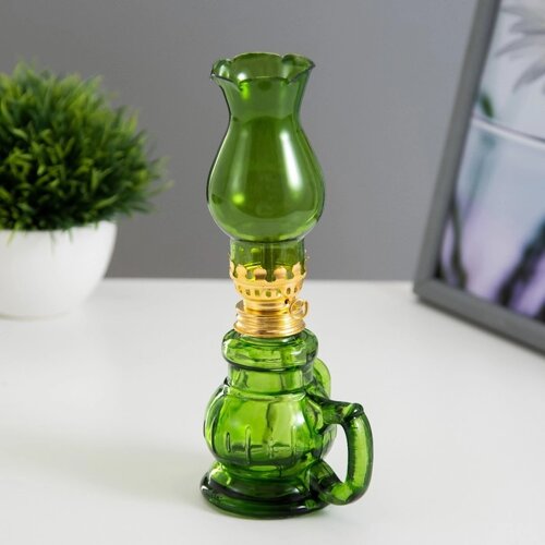 Керосиновая лампа зеленый с ручкой 8х6х20 см