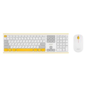Клавиатура + мышь Acer OCC200 клав: желтый/белый мышь: белый/желтый USB беспроводная slim Mult 10046