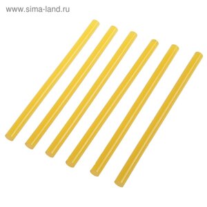 Клеевые стержни ТУНДРА, 11 х 200 мм, желтые (по бумаге и дереву), 6 шт.