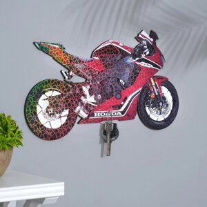 Ключница на стену Красный мотоцикл большой,40х22,5х0,5 см