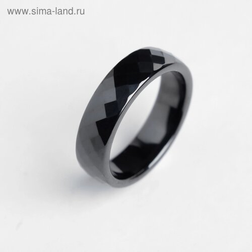 Кольцо керамика «Минимал» огранка ромб, 6 мм, цвет чёрный, 16,5 размер