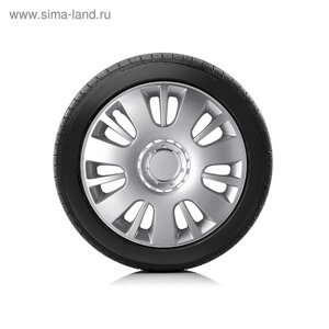 Колпаки колесные Autoprofi R15, PP пластик, регулировочный обод, металлик, 370 мм, 4 шт