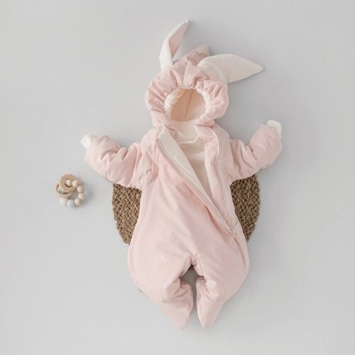 Комбинезон детский демисезонный KinDerLitto «Кроля», рост 56-62 см, цвет розовая пудра