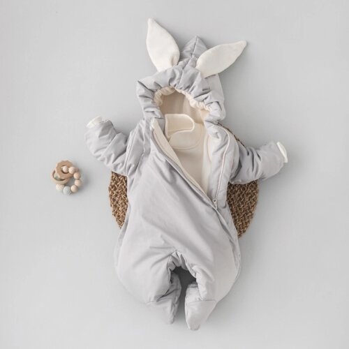 Комбинезон детский демисезонный KinDerLitto «Кроля», рост 56-62 см, цвет серый