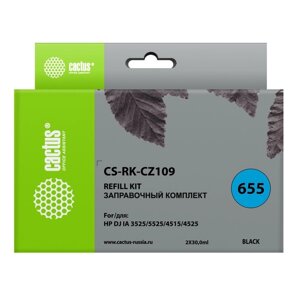 Комплект чернил Cactus CS-RK-CZ109, для HP DJ IA 3525/5525/4515/4525, 2x60 мл, чёрный