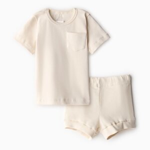 Комплект детский (футболка и шорты) MINAKU, цвет молочный, рост 62-68 см