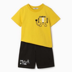 Комплект для мальчика (футболка, шорты), цвет желтый, рост 92 см