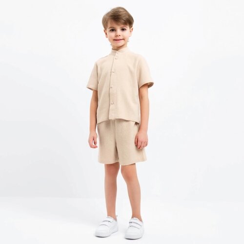 Комплект для мальчика (рубашка, шорты) MINAKU цвет бежевый, рост 134