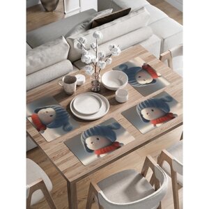 Комплект салфеток для сервировки стола «Милый зайка», прямоугольные, закруглённые края, размер 30х46 см, 4 шт
