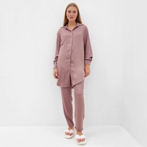 Комплект (сорочка, брюки) женский MINAKU: Light touch цвет темно-розовый, р-р 44