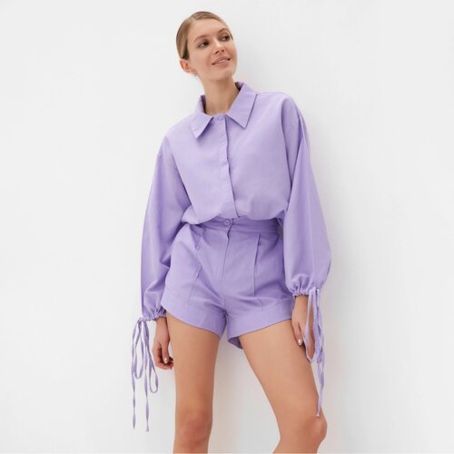 Комплект женский (блузка, шорты) MINAKU: Casual Collection цвет сиреневый, размер 42