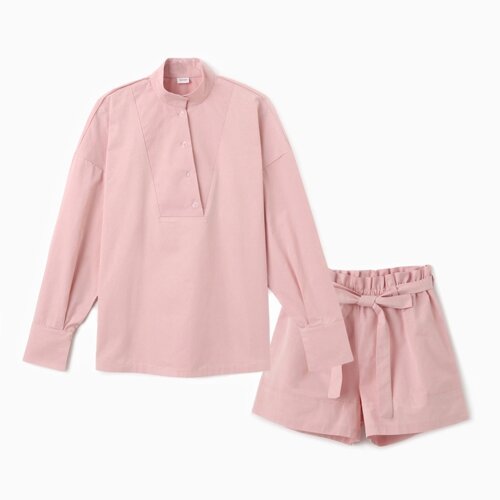 Комплект женский (блузка, шорты) MINAKU: Enjoy цвет розовый, р-р 44