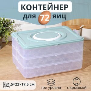 Контейнер для хранения яиц, 31,52217,5 см, в 1 ярусе 24 ячейки, цвет МИКС