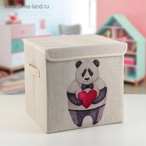 Короб стеллажный для хранения с крышкой «Влюблённая панда», 303028,5 см