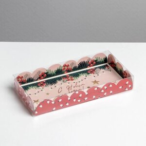 Коробка для кондитерских изделий с PVC крышкой «Гирлянды», 10.5 21 3 см