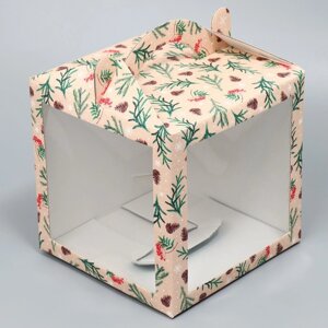 Коробка кондитерская с окном, сундук, «С Новым годом!20 х 20 х 20 см